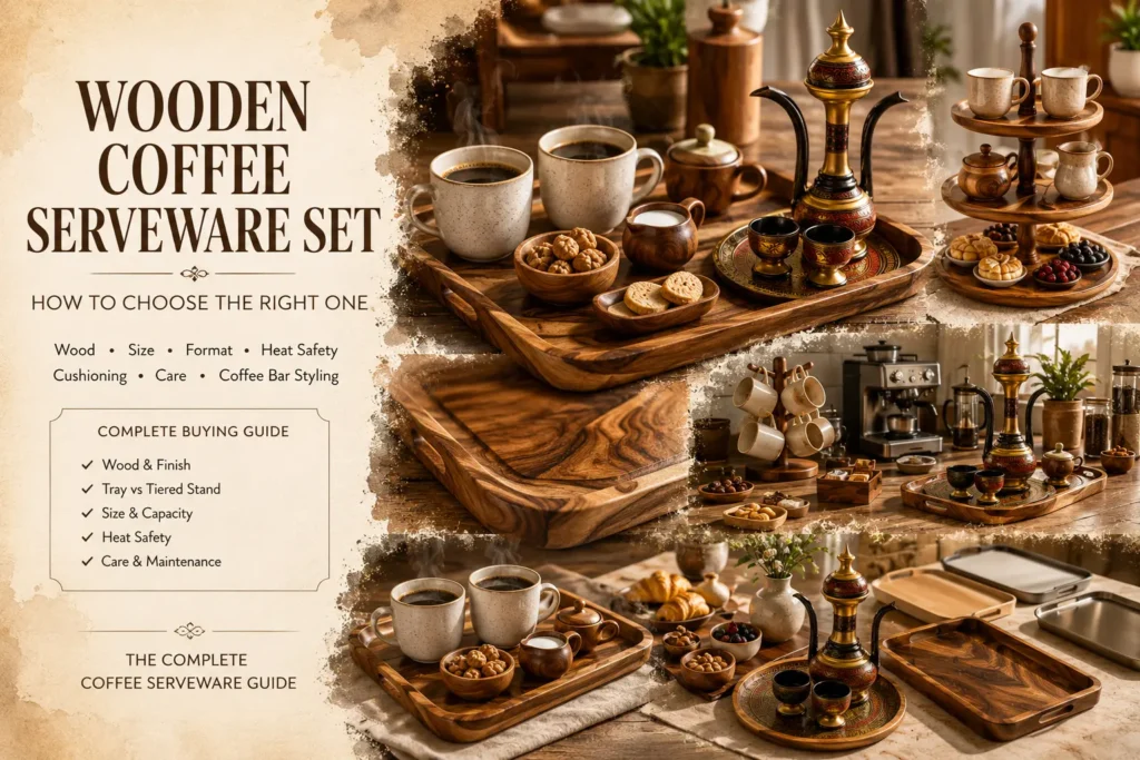 wooden coffee serveware set