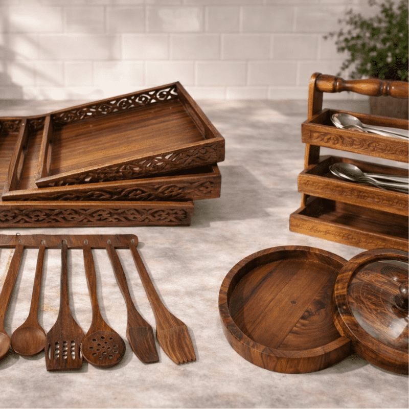 Handcrafted Wooden Kitchen Combo Set
