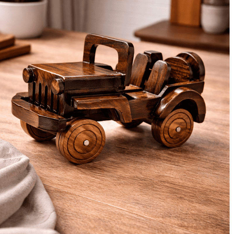 Handcrafted Wooden Toy Jeep for Kids