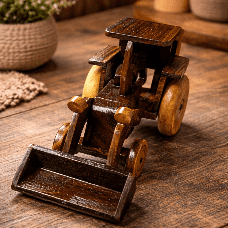 Handcrafted Wooden Tractor Decor