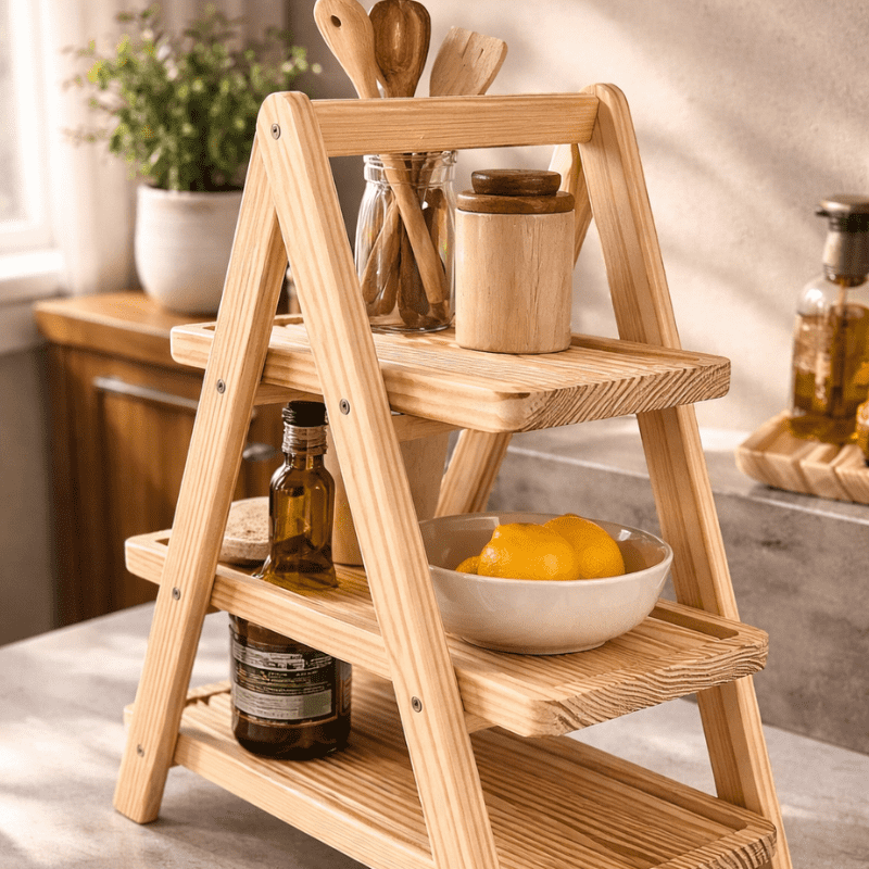Solid Wood Storage Rack for Home & Kitchen