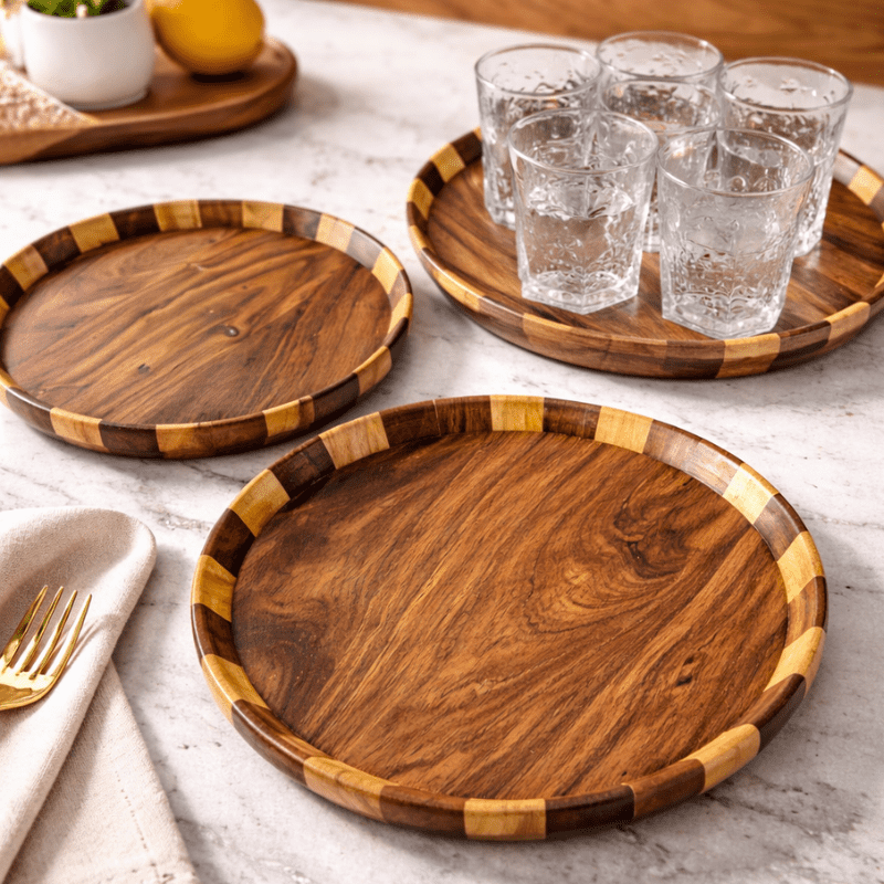 Wooden Dinner Plate Set