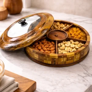 Wooden Dry Fruit Bowl with Lid