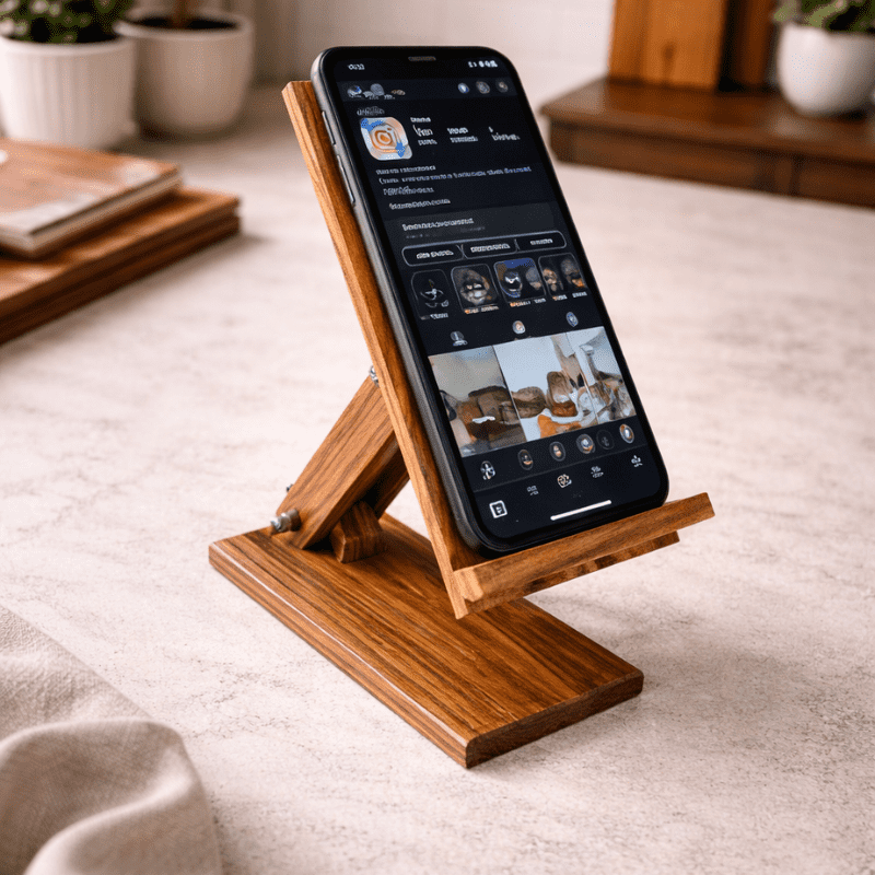Wooden Phone Stand for Desk